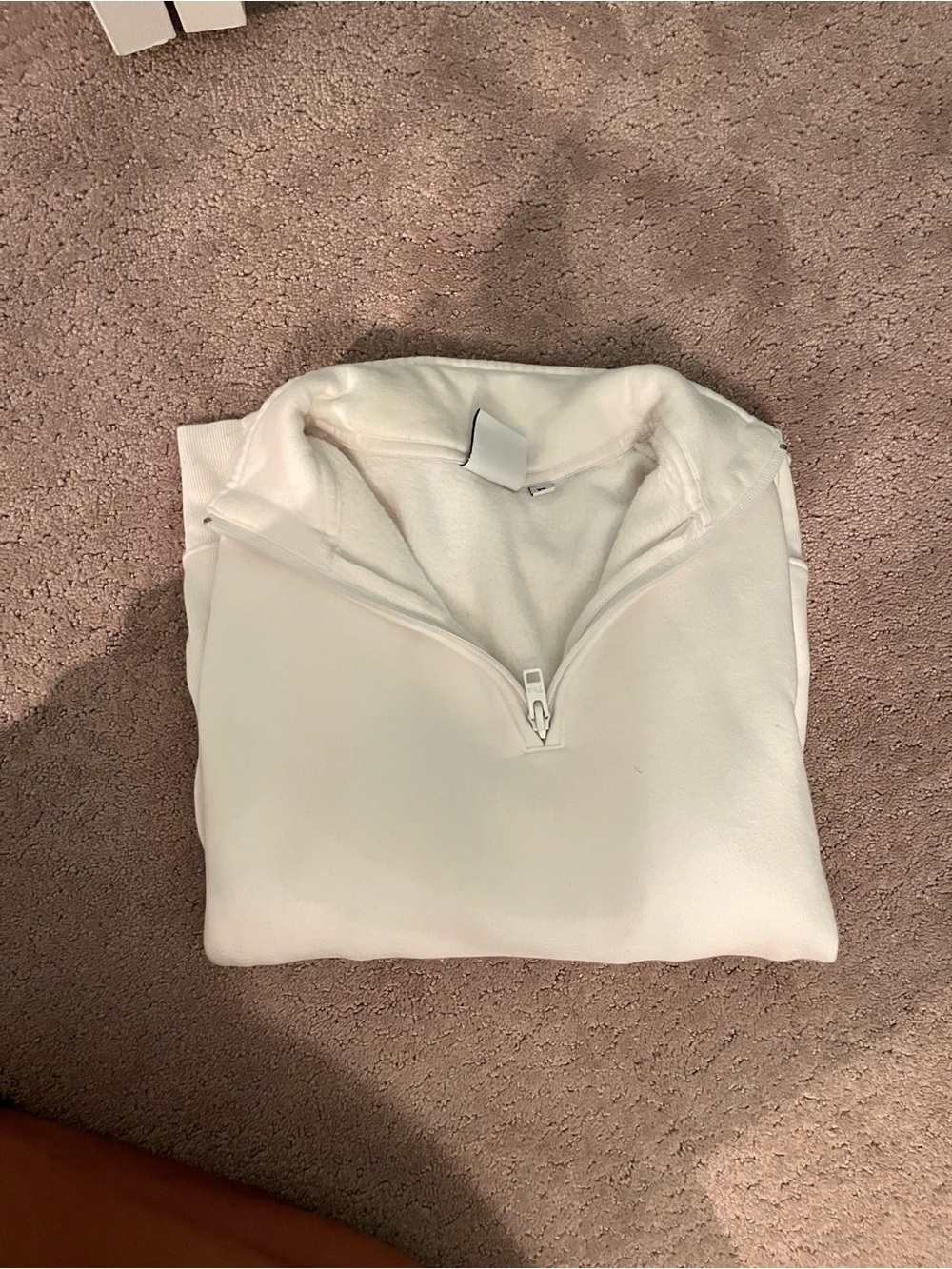 Aritzia White Half-Zip Pullover Sweatfleece